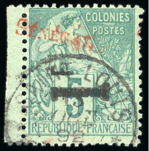 Stamp of Colonies françaises » Sénégal 1887, Type Alphée Dubois Y&T n°7a. surchargé 1 franc