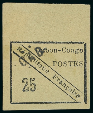 Stamp of Colonies françaises » Gabon 1889, Typographié Y&T n°15 * 25 centimes noir sur