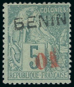 Stamp of Colonies françaises » Bénin 1892, Type Alphée Dubois Y&T n°14 surchargé 01 sur