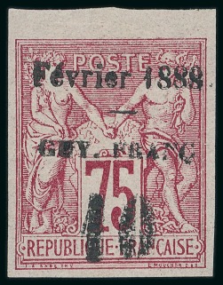 Stamp of Colonies françaises » Guyane française 1886-88, Timbre Type Sage Y&T n°9a 75 centimes carmin