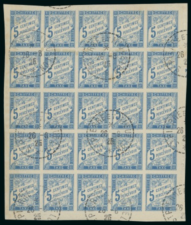 Stamp of Colonies françaises » St. Pierre et Miquelon 1825, Bloc de 25 timbres-taxe des colonies générales