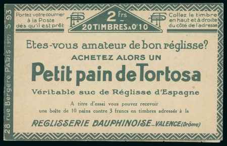 Stamp of France » Carnets 1923-26, Carnet Tortosa Type Pasteur 10 centimes vert