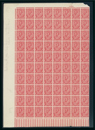 Stamp of Great Britain » King George V » 1911-12 Downey Head Issues 1911 1d Scarlet paper trial on John Allen paper, wmk Indiana Vellum, printed by Seymour Bennett Head of the Stamping Department