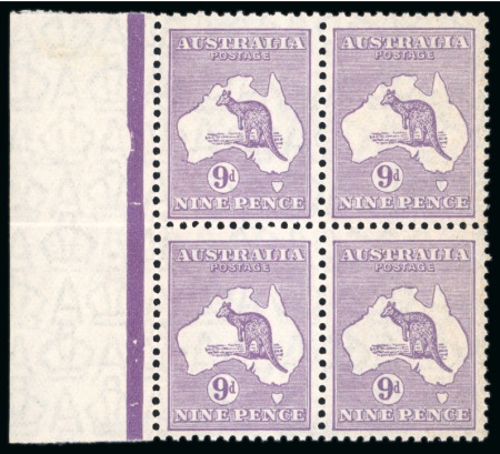 Stamp of Australia » Commonwealth of Australia 1929-30 9d violet, die II (substituted cliché) in pair with die IIB contained in a mint block of four