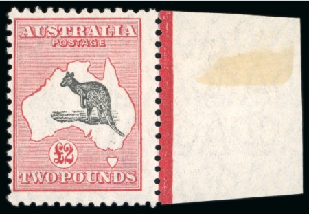 Stamp of Australia » Commonwealth of Australia 1929-30 £2 black and rose mint n.h. marginal example from the right of the sheet