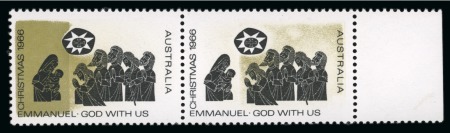 Stamp of Australia » Commonwealth of Australia 1966 Christmas 4c with variety value omitted in mint n.h. right marginal horizontal pair