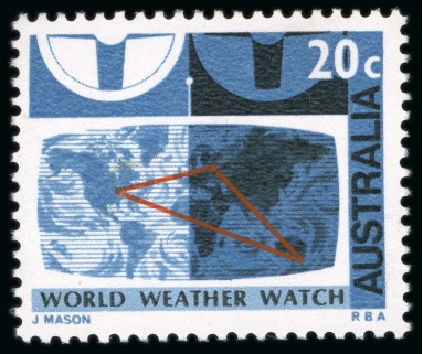 Stamp of Australia » Commonwealth of Australia 1968 World Weather Watch 20c mint n.h. with variety white omitted