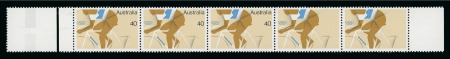 Stamp of Australia » Commonwealth of Australia 1976 Montreal Olympics 40c cycling mint strip of 5 showing variety black omitted