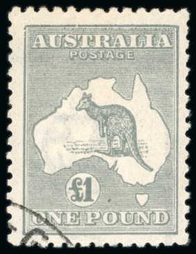 Stamp of Australia » Commonwealth of Australia 1923-24 £1 Grey, die IIB, large part original gum with partial CTO cancel