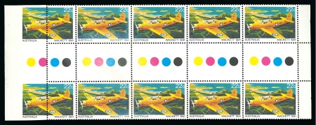 Stamp of Australia » Commonwealth of Australia 1980 Aircraft 22c. mint gutter strip of 10, the left