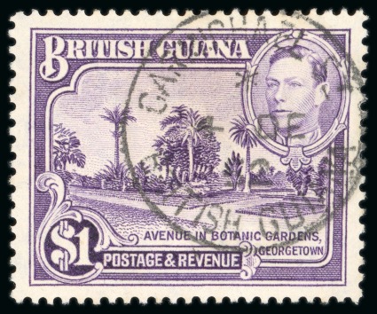 Stamp of British Guiana 1938-52 $1 bright violet. perf 14x13, fine used neatly