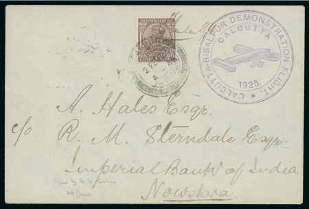 Stamp of India » 1855-1946 De La Rue and later Crown Colony Issues Airmail. 1925 envelope with illustrated circular violet