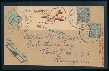 Stamp of India » 1855-1946 De La Rue and later Crown Colony Issues 1928 cover to Rangoon bearing salmon-coloured label
