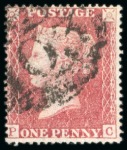 Stamp of Great Britain » 1854-70 Perforated Line Engraved 1857 1d rose red pl.45 PC, wmk Large Crown perf. 16, fine used