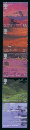 Stamp of Great Britain » Queen Elizabeth II 2003 A British Journey: Scotland vertical se-tenant trial strip of 5 with alternative face values or designs