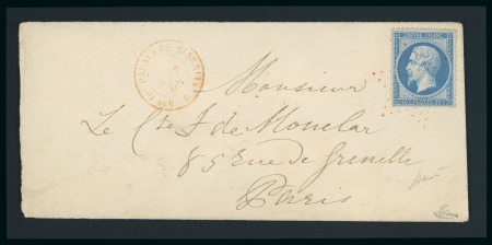 Stamp of France » Empire 1853-1862 1865, Enveloppe pour le comte de Montclar affranchissement