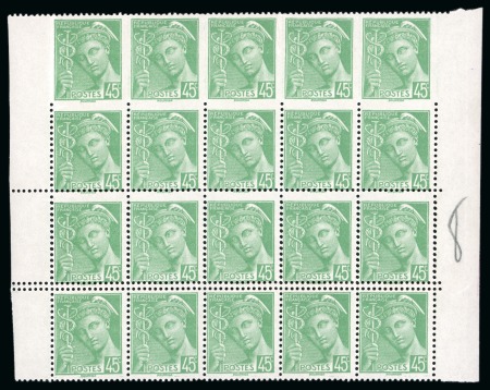 Stamp of France » Émissions à partir de 1900 1939, Type Mercure, Bloc de 20 timbres Y&T n°414 **