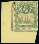Stamp of St. Helena 1922-37 1s6d Grey & Green on blue-green paper and 5s Grey & Green on yellow paper NOT SHOWING VARIETY "cleft rock"