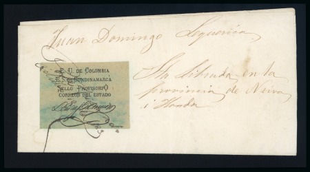 Stamp of Colombia » States - Cundinamarca 1883 5c black on green on cover