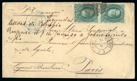 Stamp of Brazil 1881 Cover addressed to the Princess Januaira in Paris (Dom Pedro's sister)