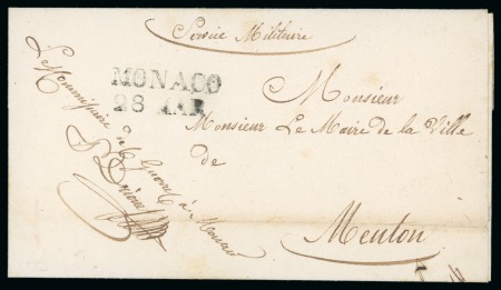 Stamp of Colonies françaises » Monaco 1849, Franchise manuscrite rare "Le commissaire de