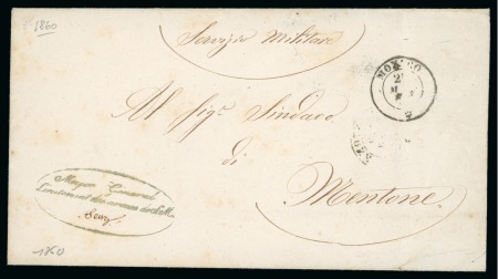 Stamp of Colonies françaises » Monaco 1860, Rarissime cachet de franchise "Major Général