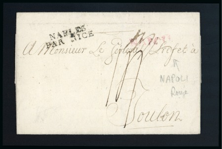 Stamp of Auction catalogues Env. 1807, Rare marque d'entrée " Naples par Nice"