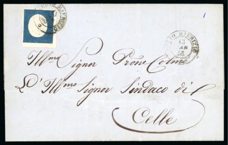Stamp of Italian States » Sardinia 1855 (March-April) Two entire letters bearing single corner examples of 1854 20c 