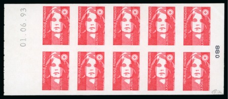 Stamp of France » Blocs et Feuillets 1993, Marianne du Bicentenaire TVP rouge en carnet