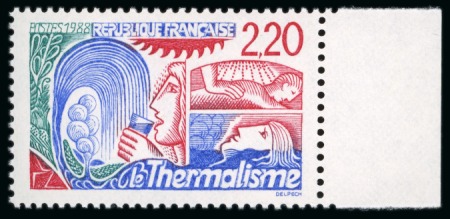 Stamp of France » Émissions à partir de 1900 1988, Thermalisme avec la variété faciale en rouge