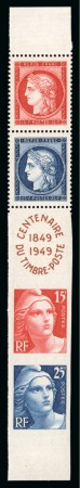 Stamp of France » Émissions à partir de 1900 1949, Centenaire du Timbre en bande Y&T n°833A avec