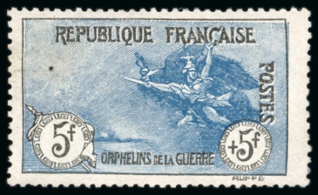 Stamp of France » Émissions à partir de 1900 1917-18, Orphelin de la guerre 5 francs + 5 francs