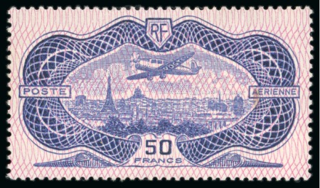 Stamp of France » Poste Aérienne 1936, Avion survolant Paris, timbre Y&T PA 15 50 francs