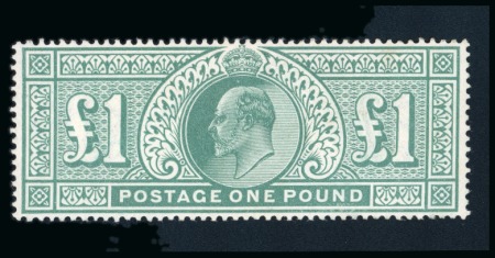 Stamp of Great Britain » King Edward VII » 1902-10 De La Rue Issues 1902 £1 dull blue green, mint large part original gum