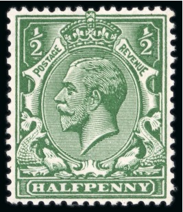 Stamp of Great Britain » King George V » 1912-24 Profile Head Issues 1912-22 1/2d deep blue-("Myrtle") green, fine mint