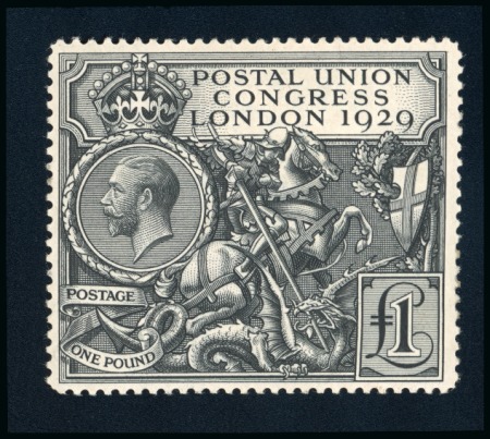 Stamp of Great Britain » King George V » 1924-36 Issues 1929 £1 PUC black, large part original gum (toned)