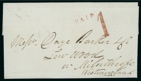 Stamp of Great Britain » Postal History » Pre-Adhesive & Stampless 1782-40, Group of pre-stamp postal history incl. 1840 (Jan 10) first day of uniform penny postage entire from Wigan with "PAID" and "1" hs