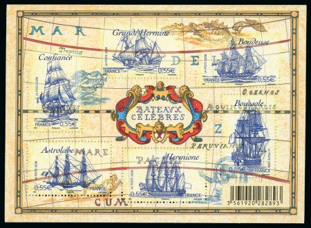 Stamp of France » Blocs et Feuillets 2008, Bloc-feuillet Y&T BF124 Voiliers célèbres variété