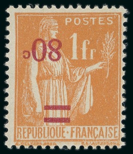 Stamp of France » Émissions à partir de 1900 1937, Timbre Type Paix Y&T n°359b 1 franc orange surcharge