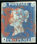 Stamp of Great Britain » 1840 2d Blue (ordered by plate number) 1840 2d blue pl.1 AD and pl.1 HD, used