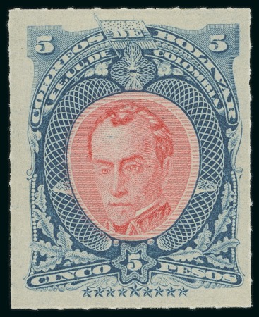 Stamp of Colombia » States - Bolivar 1882 5c blue and rose, rouletted 6, mint o.g.