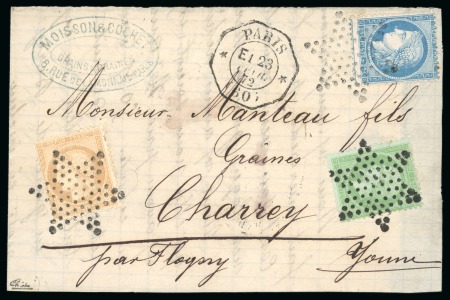 Stamp of France » Emission Cérès 1871-72 1872, Lettre tricolore de levée exceptionnelle E1,