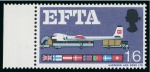 Stamp of Great Britain » Queen Elizabeth II 1967 EFTA 9d and 1s6d group of five with colours omitted + pair with colour shift