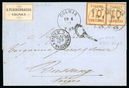 Stamp of France » Alsace-Lorraine 1871, Lettre de Colmar pour Bussang (Vosges), Y&T n°5