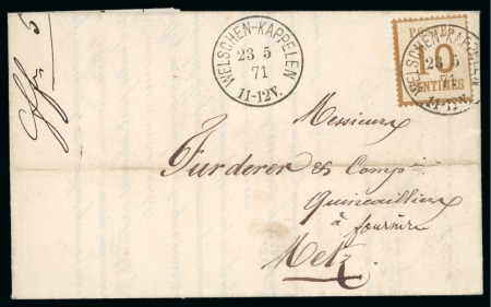 Stamp of France » Alsace-Lorraine 1871, Lettre pour Metz, affranchissent Y&T n°5 seul,