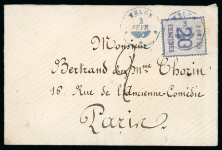 Stamp of France » Alsace-Lorraine 1871, Lettre pour Paris affranchissement Y&T n°6 avec