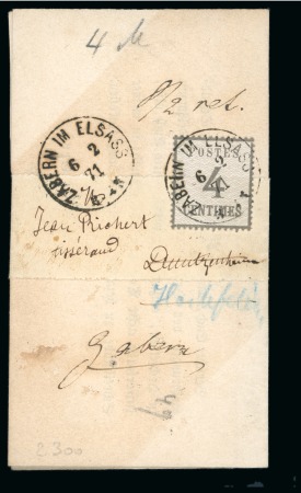 Stamp of France » Alsace-Lorraine 1871, Imprimé sous bande réexpédié 3 fois, affranchissement