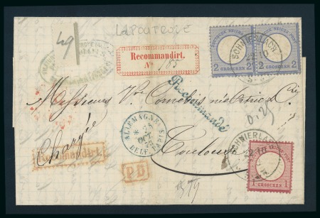 Stamp of France » Alsace-Lorraine 1873, Lettre chargée avec timbres de l'Empire allemand,