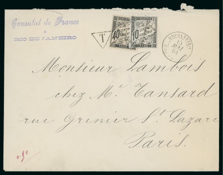 Stamp of France » Timbres-Taxe 1884, Lettre du Brésil (Brazil) avec un non affranchissement