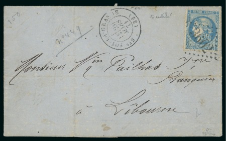 Stamp of France » Emission de Bordeaux 1870 1871, Lettre pour Libourne affranchissement Émission